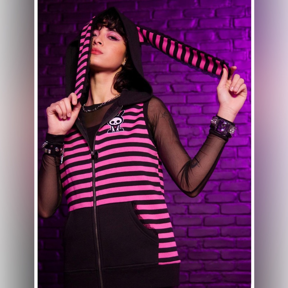 Skelanimals Pink and Black Striped Vest